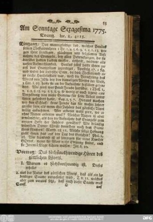 Am Sonntage Sexagesima 1775. Evang. Luc. 8, 4 - 15.