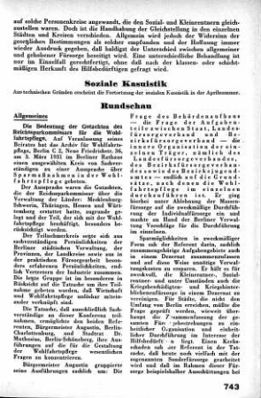 Die Bedeutung der Gutachten des Reichssparkommissars für die Wohlfahrtspflege [Allgemeines]