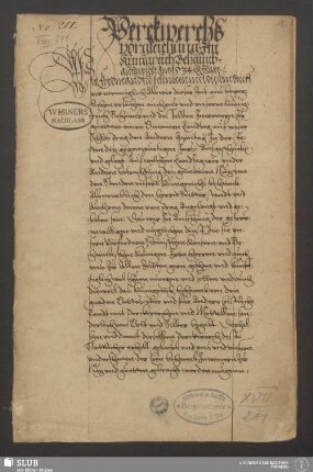 Bergwerkßvorgleichung Im Kunigreich Behaimb - XVII 211 4.