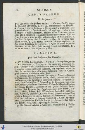 Caput I. De Scriptura - Caput V. De Judice Controversiarum.