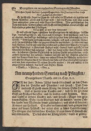 Am neunzehenden Sonntag nach Pfingsten / Evangelium Matth. am 22. Cap. v. 1.