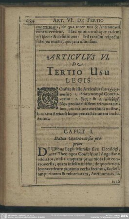 Articulus VI. De Tertio Usu Legis