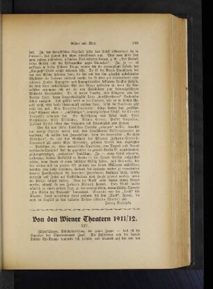 Von den Wiener Theatern 1911/12