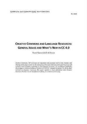 Creative commons and language resources: general issues and what's new in CC 4.0