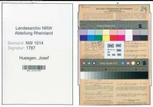 Entnazifizierung Josef Huesgen , geb. 16.08.1907 (Gaertner)