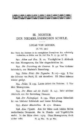 III. Meister der Niederländischen Schule
