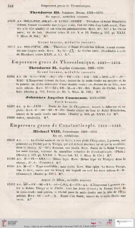 Empereur grecs de Constatinople 1261-1453 (Nr. 16536 - 16578)