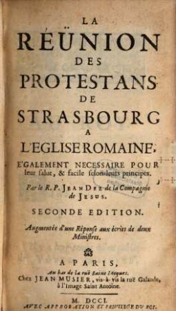 La Réunion des Protestans de Strasbourg à l'Eglise Rom.