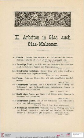II. Arbeiten in Glas, auch Glas-Malerei (Nr. 542-772)