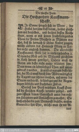 Die fünffte Perle. Die Hochgeehrte Kauffmannschafft
