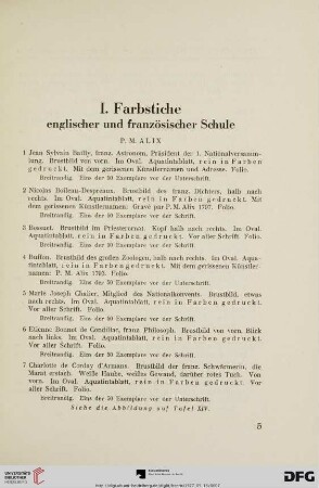 I. Farbstiche englischer und französischer Schule (Nr. 1-100)