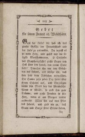 Gebet für seinen Freund od. Wohlthäter
