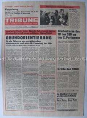 Tageszeitung des FDGB "Tribüne" u.a. zum sozialistischen Wettbewerb