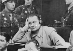 Hermann Göring während des Nürnberger Prozesses