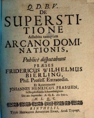 De superstitione adhibita tamquam arcano dominationis