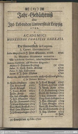 Jahr-Gedächtniß der Itzt-Lebenden Universität Leipzig 1722