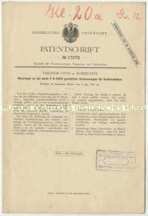Patentschrift über Neuerungen an Drahtseilbahnen, Patent-Nr. 17079