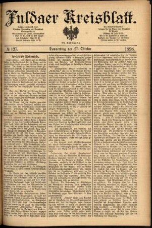 Erste Ausgabe vom Donnerstag, den 27. Oktober 1898.