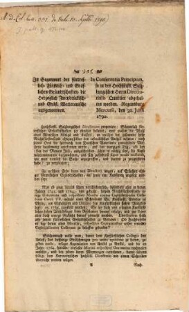 Im Reichsfürstenrath : ... Fortsetzung des Protokolls, 1790