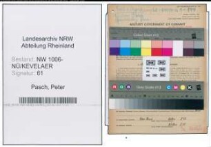 Entnazifizierung Peter Pasch , geb. 10.05.1901 (Landwirt)
