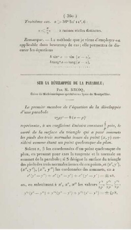 Sur la développée de la parabole.