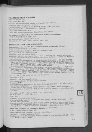Institute und Einrichtungen