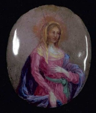 Kupferemail mit Darstellung Mariens