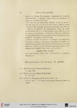Humaniores Litterae, in quarto