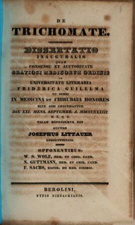 De trichomate : dissertatio inauguralis