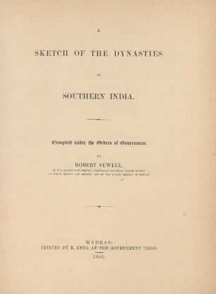 A sketch of the dynasties of Southern India