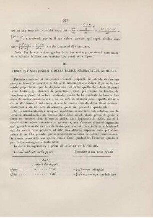 Proprieta' sorprendente della radice quadrata del numero 3.