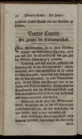 Viertes Capitel. Die Zeichen der Schwangerschaft.