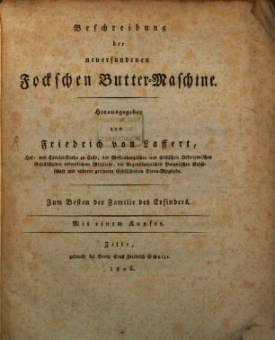 Beschreibung der neuerfundenen Fockschen Butter-Maschine