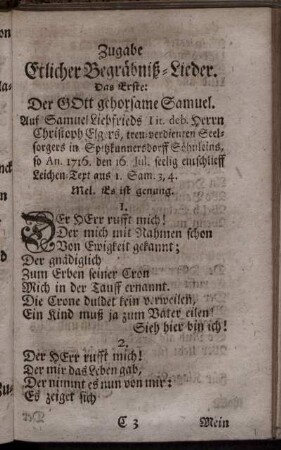 Zugabe Etlicher Begräbniß-Lieder.
