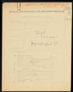 Kammerspiele des Deutschen Theater, Berlin: Layout-Skizze, zwei Seiten