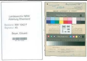 Entnazifizierung Eduard Beyer , geb. 15.10.1902 (Zollbeamter)