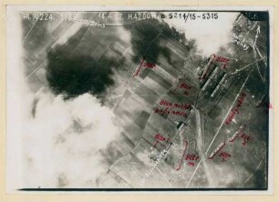Foto feindlicher Batterie-Stellungen bei Grenay (Luftbild)