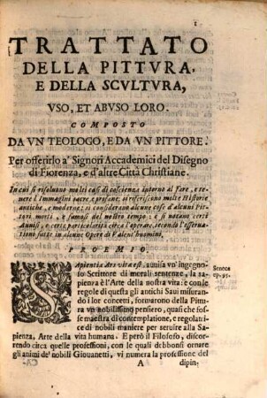 Trattato Della Pittvra, E Scvltvra, Vso, Et Abvso Loro