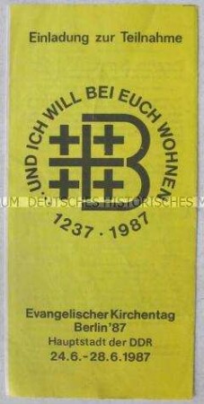 Einladung und Programm zum Evangelischen Kirchentag 1987 in Berlin (DDR)