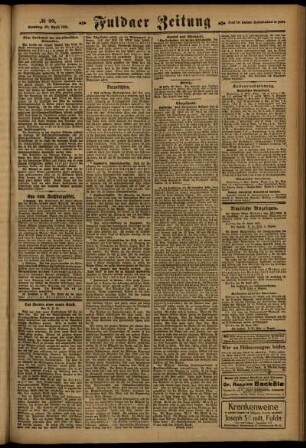 Zweite Ausgabe vom Samstag, den 30. April 1921.