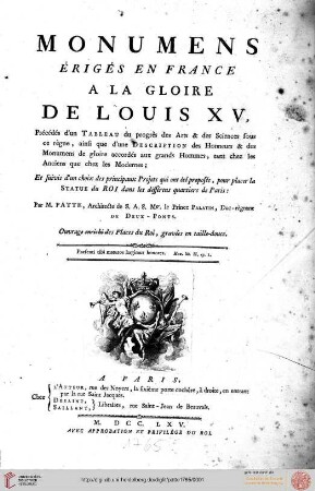 Monumens érigés en France à la gloire de Louis XV.