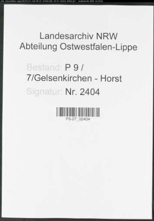 Sterberegister Standesamt Gelsenkirchen-Horst
