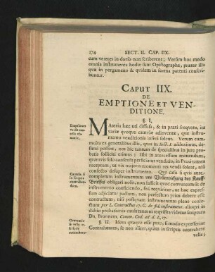 Caput IIX. De Emptione Et Venditione.