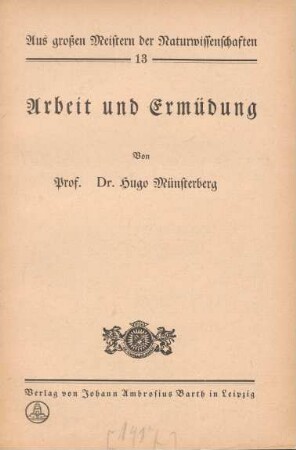 Arbeit und Ermüdung
