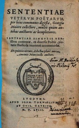 Sententiae veterum poetarum per locos communes digestae
