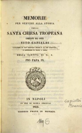 Memorie per servire alla storia della santa chiesa Tropeana