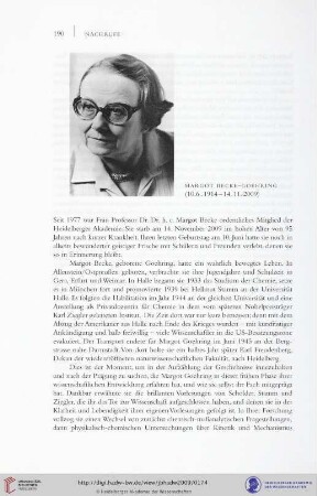 Margot Becke-Goehring (10.6.1914 - 14.11.2009)