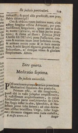 129-149, Dies quarta. Meditatio septima. De judicio universali