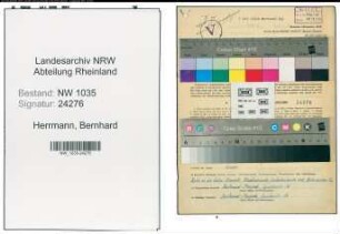 Entnazifizierung Bernhard Herrmann , geb. 10.11.1914 (Bergbauangestellter)