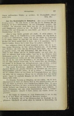 Aus dem Regierungsbezirk Königsberg : (zur neuen preußischen Orthographie)